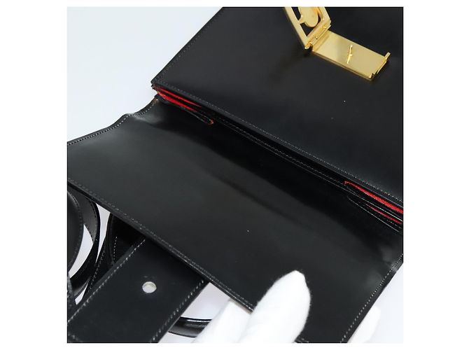 Céline Borsa a mano CELINE in pelle 2 in 1 nera e oro Auth sw1250 Nero D'oro - vista 20