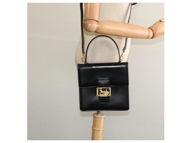 Céline Borsa a mano CELINE in pelle 2 in 1 nera e oro Auth sw1250 Nero D'oro - vista 26