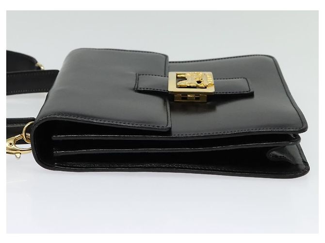 Céline Borsa a mano CELINE in pelle 2 in 1 nera e oro Auth sw1250 Nero D'oro - vista 3