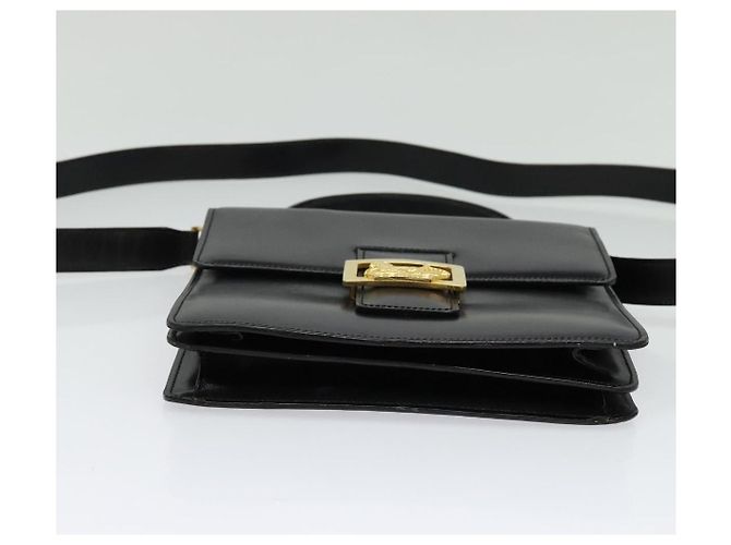 Céline Borsa a mano CELINE in pelle 2 in 1 nera e oro Auth sw1250 Nero D'oro - vista 5
