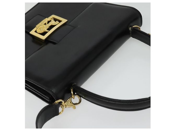 Céline Borsa a mano CELINE in pelle 2 in 1 nera e oro Auth sw1250 Nero D'oro - vista 6