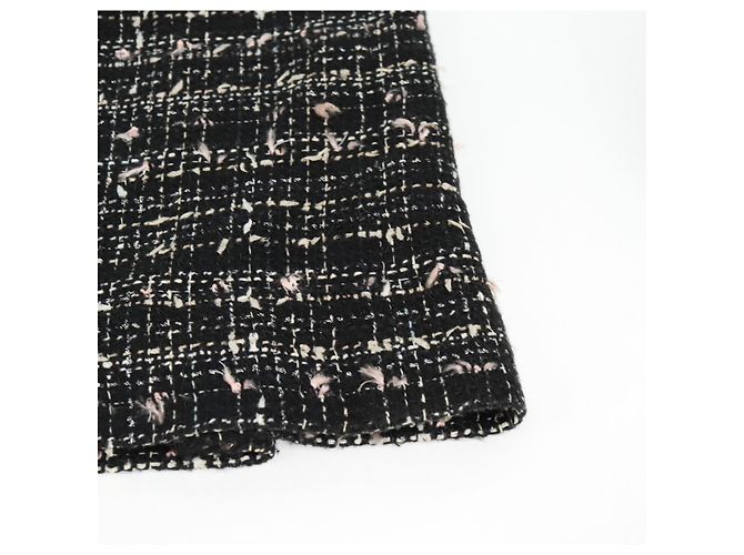 Chanel Falda de Tweed Negra CC Auth am8645V Negro - vista 12