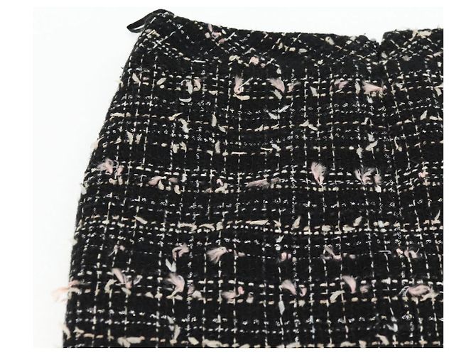 Chanel Falda de Tweed Negra CC Auth am8645V Negro - vista 9