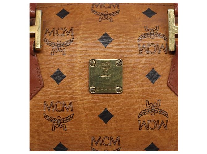 Borsa MCM Logogram Vicetos in pelle PVC marrone e oro Auth yk18983 D'oro - vista 12