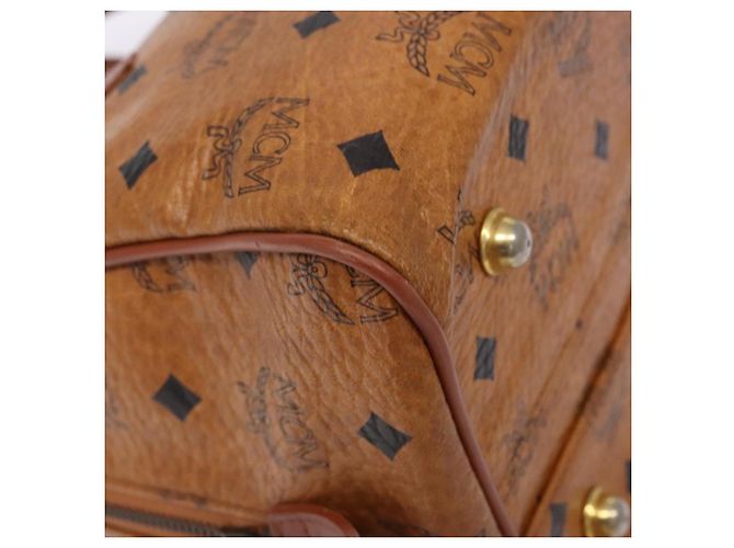Borsa MCM Logogram Vicetos in pelle PVC marrone e oro Auth yk18983 D'oro - vista 14
