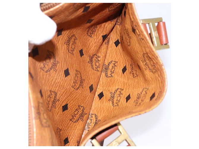 Borsa MCM Logogram Vicetos in pelle PVC marrone e oro Auth yk18983 D'oro - vista 23