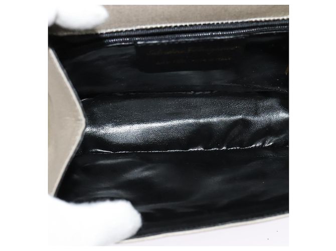 Borsa a mano Salvatore Ferragamo in nylon 2 in 1 grigio oro Auth sw1144 - vista 11