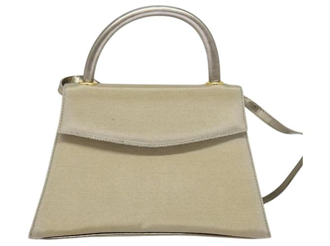 Borsa a mano Salvatore Ferragamo in nylon 2 in 1 grigio oro Auth sw1144 - vista 13