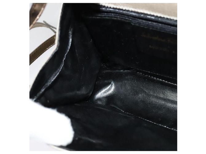 Borsa a mano Salvatore Ferragamo in nylon 2 in 1 grigio oro Auth sw1144 - vista 20