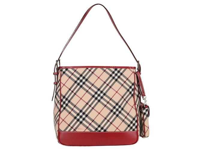 Bolsa de Ombro Burberry Nova Check Blue Label em Lona Bege Prata Autêntica BA4179 - vista 2