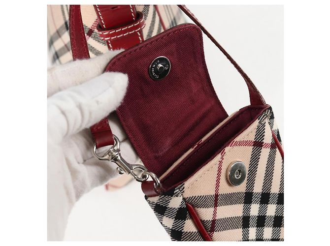 Bolsa de Ombro Burberry Nova Check Blue Label em Lona Bege Prata Autêntica BA4179 - vista 20