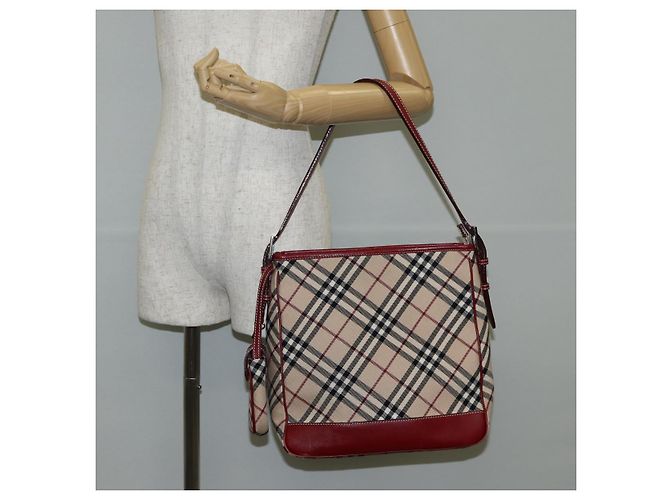 Bolsa de Ombro Burberry Nova Check Blue Label em Lona Bege Prata Autêntica BA4179 - vista 25