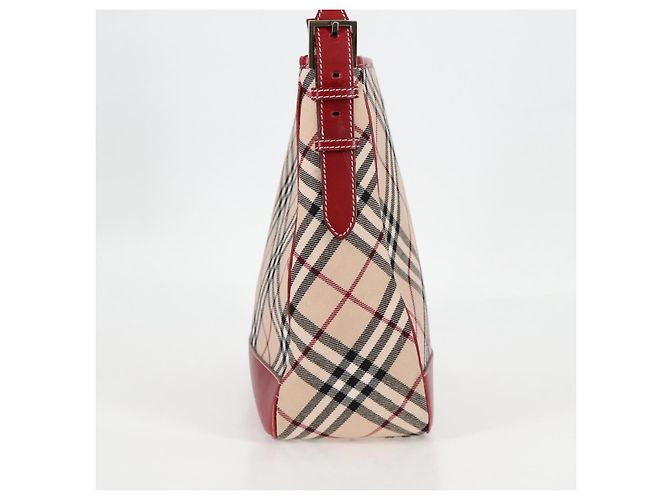 Bolsa de Ombro Burberry Nova Check Blue Label em Lona Bege Prata Autêntica BA4179 - vista 4