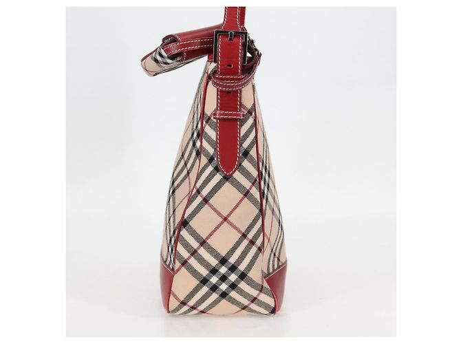Bolsa de Ombro Burberry Nova Check Blue Label em Lona Bege Prata Autêntica BA4179 - vista 5
