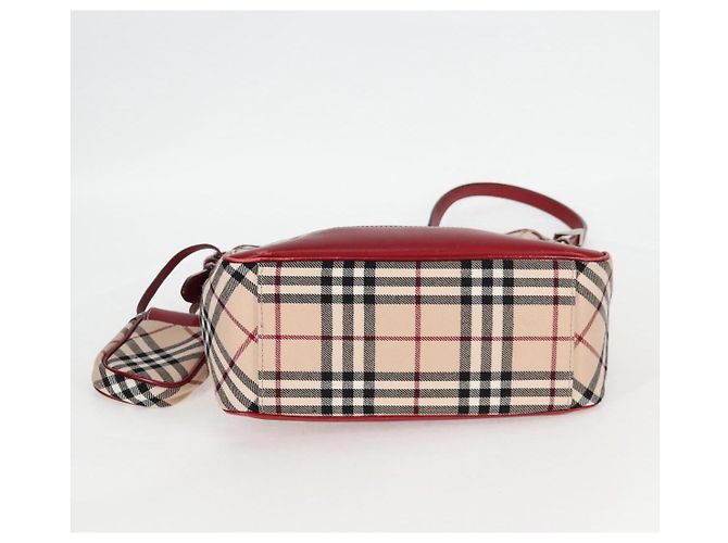 Bolsa de Ombro Burberry Nova Check Blue Label em Lona Bege Prata Autêntica BA4179 - vista 6