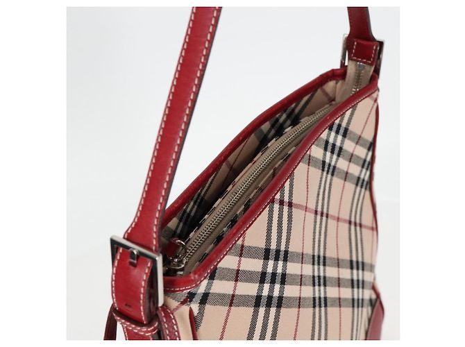 Bolsa de Ombro Burberry Nova Check Blue Label em Lona Bege Prata Autêntica BA4179 - vista 7