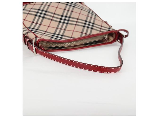 Bolsa de Ombro Burberry Nova Check Blue Label em Lona Bege Prata Autêntica BA4179 - vista 8