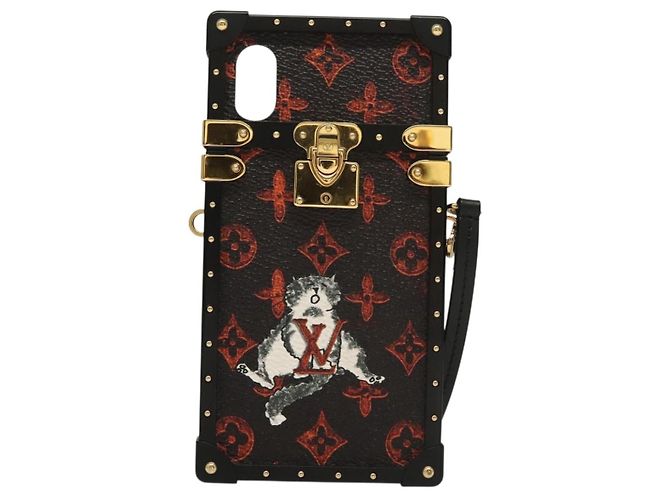 CUSTODIA PER iPHONE XS LOUIS VUITTON Cat Eye Trunk Trasformata Nera M63891 Auth ar13719 Nero - vista 13