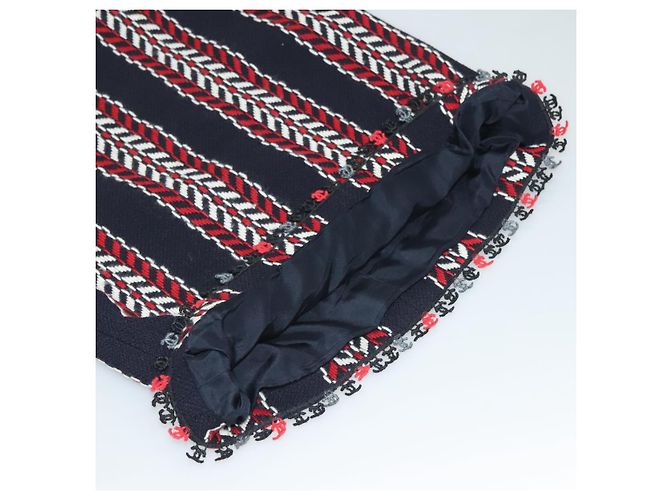 Falda CHANEL Tweed Marino Rojo CC Auth 132997M Roja Azul marino - vista 11
