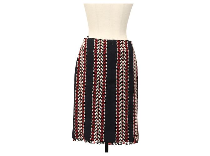 Falda CHANEL Tweed Marino Rojo CC Auth 132997M Roja Azul marino - vista 2