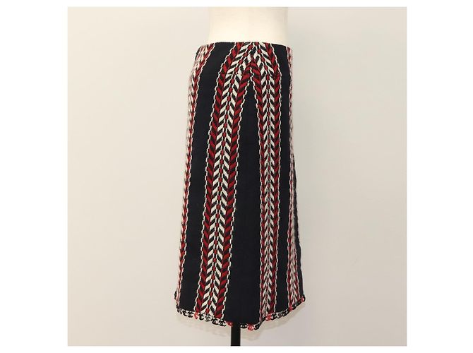 Falda CHANEL Tweed Marino Rojo CC Auth 132997M Roja Azul marino - vista 4