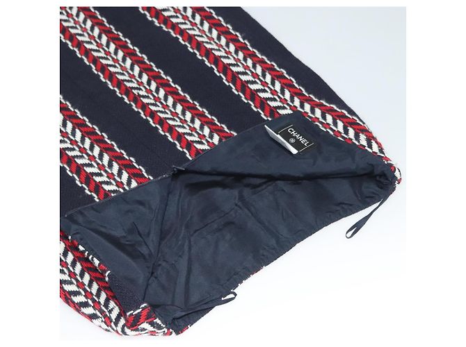 Falda CHANEL Tweed Marino Rojo CC Auth 132997M Roja Azul marino - vista 5