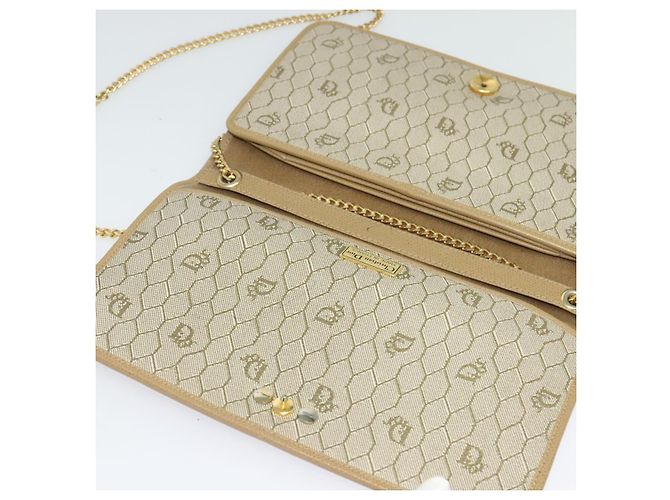 Borsa a Spalla con Catena in Pelle Beige Oro Christian Dior Auth ep9978 D'oro - vista 10