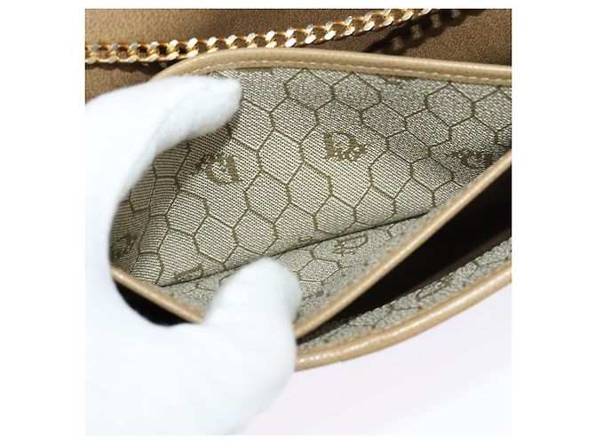 Borsa a Spalla con Catena in Pelle Beige Oro Christian Dior Auth ep9978 D'oro - vista 12
