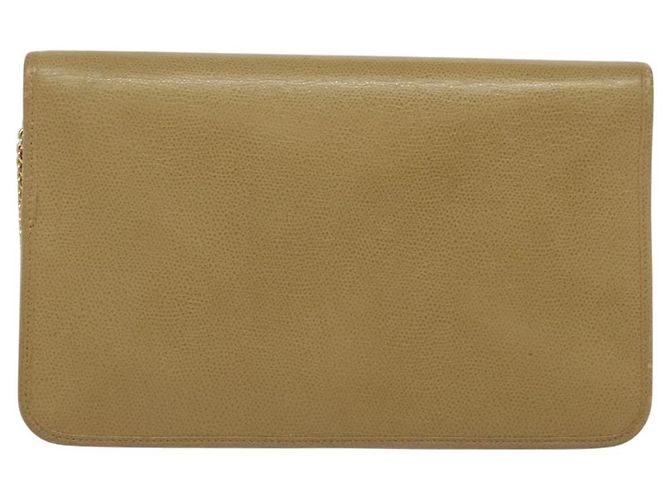 Borsa a Spalla con Catena in Pelle Beige Oro Christian Dior Auth ep9978 D'oro - vista 2