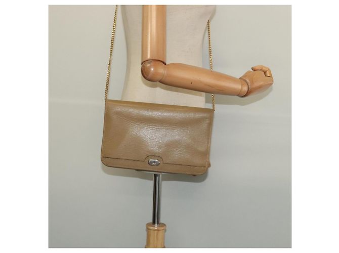 Borsa a Spalla con Catena in Pelle Beige Oro Christian Dior Auth ep9978 D'oro - vista 22