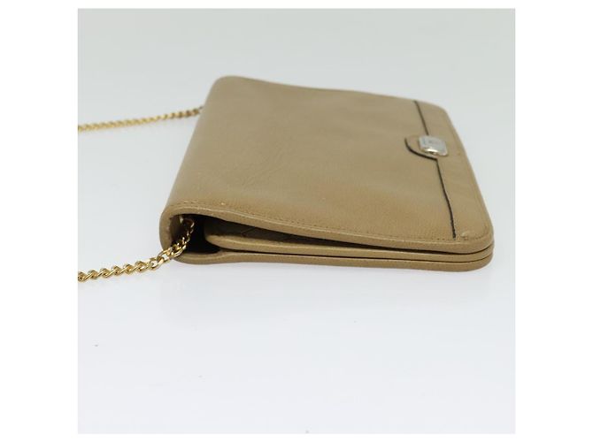 Borsa a Spalla con Catena in Pelle Beige Oro Christian Dior Auth ep9978 D'oro - vista 3