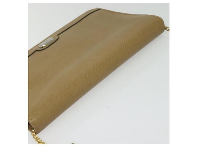 Borsa a Spalla con Catena in Pelle Beige Oro Christian Dior Auth ep9978 D'oro - vista 6