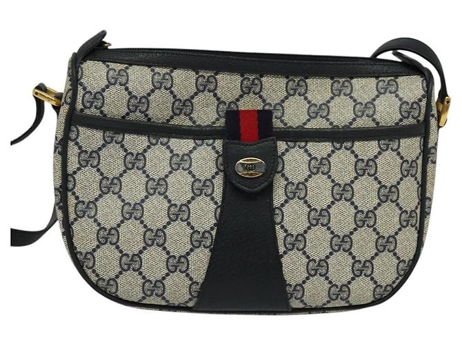 GUCCI GG Supreme Sherry Line Shoulder Bag PVC Navy Gold 89 02 032 Auth yk18894 Red Golden Navy blue - view 13