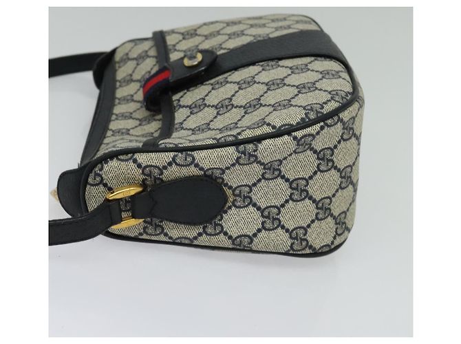 GUCCI GG Supreme Sherry Line Shoulder Bag PVC Navy Gold 89 02 032 Auth yk18894 Red Golden Navy blue - view 3