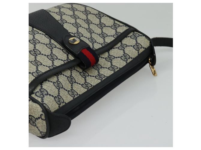 GUCCI GG Supreme Sherry Line Shoulder Bag PVC Navy Gold 89 02 032 Auth yk18894 Red Golden Navy blue - view 6