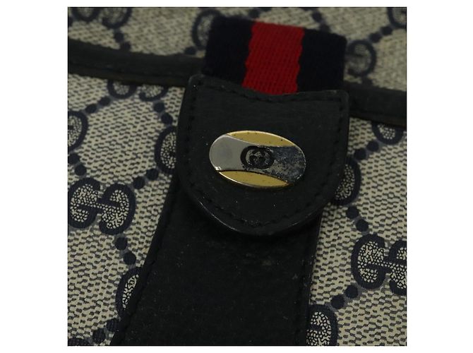 GUCCI GG Supreme Sherry Line Shoulder Bag PVC Navy Gold 89 02 032 Auth yk18894 Red Golden Navy blue - view 9