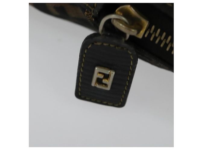 Borsa a mano in tela Zucca FENDI 2 in 1 Nero Marrone oro Auth 133607 D'oro - vista 10