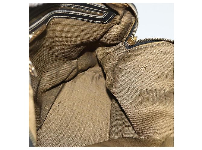 Borsa a mano in tela Zucca FENDI 2 in 1 Nero Marrone oro Auth 133607 D'oro - vista 18