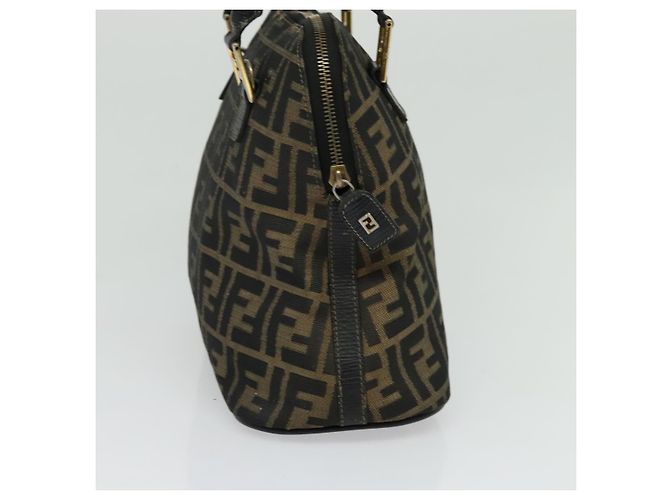 Borsa a mano in tela Zucca FENDI 2 in 1 Nero Marrone oro Auth 133607 D'oro - vista 3