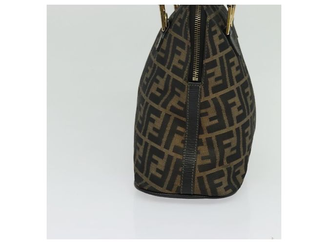 Borsa a mano in tela Zucca FENDI 2 in 1 Nero Marrone oro Auth 133607 D'oro - vista 4