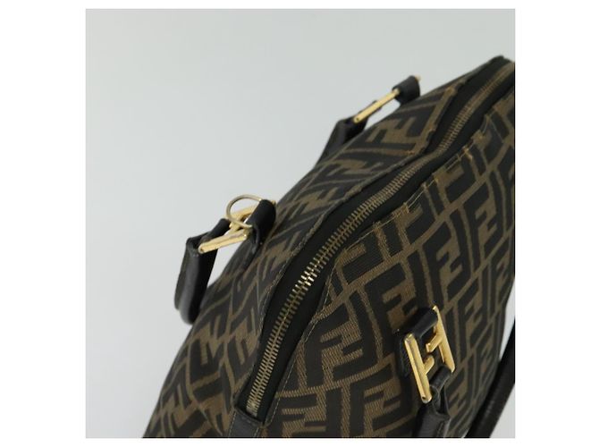 Borsa a mano in tela Zucca FENDI 2 in 1 Nero Marrone oro Auth 133607 D'oro - vista 6