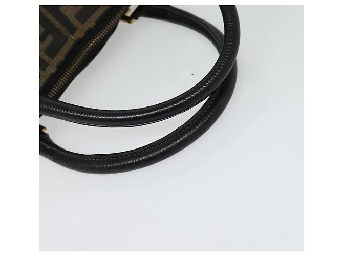 Borsa a mano in tela Zucca FENDI 2 in 1 Nero Marrone oro Auth 133607 D'oro - vista 7