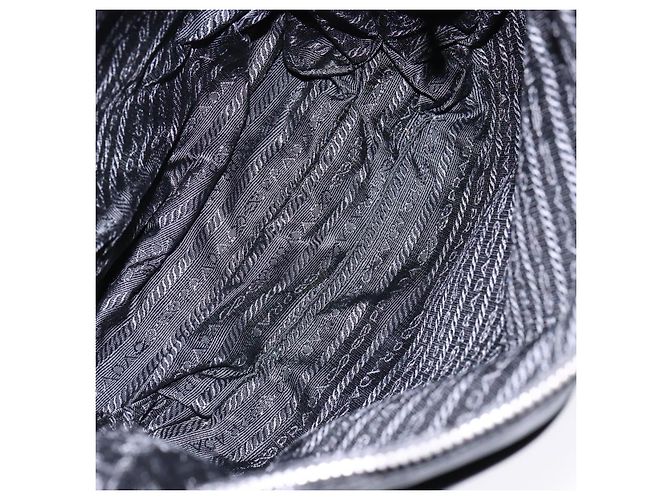 Borsa a Spalla PRADA in Nylon Pelle Nera Argento Autentica bs28220 Nero - vista 10