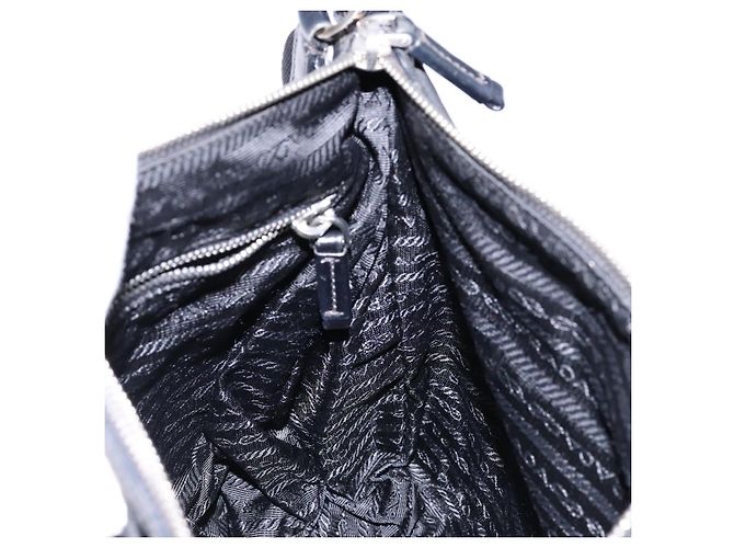 Borsa a Spalla PRADA in Nylon Pelle Nera Argento Autentica bs28220 Nero - vista 21