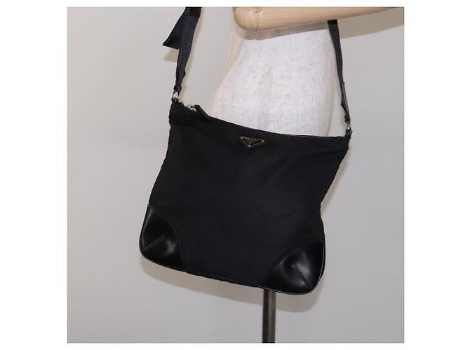Borsa a Spalla PRADA in Nylon Pelle Nera Argento Autentica bs28220 Nero - vista 24