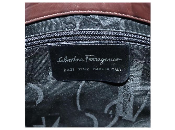 Borsa a Spalla Vala in Tela Marrone Argento di Salvatore Ferragamo Auth bs28308 - vista 12