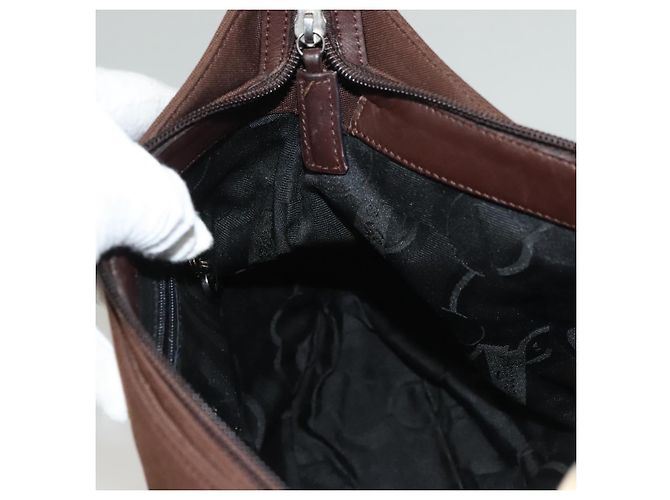 Borsa a Spalla Vala in Tela Marrone Argento di Salvatore Ferragamo Auth bs28308 - vista 19