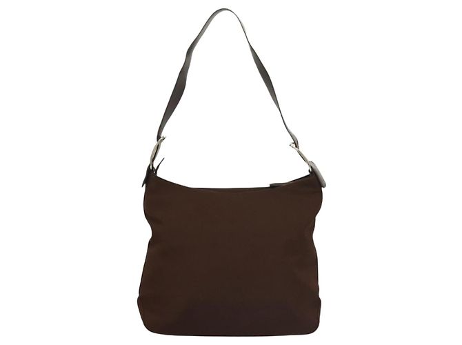 Borsa a Spalla Vala in Tela Marrone Argento di Salvatore Ferragamo Auth bs28308 - vista 2
