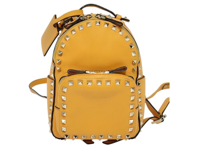Sac à dos en cuir Valentino avec clous jaune argent authentique BA3815 Argenté - vue 13