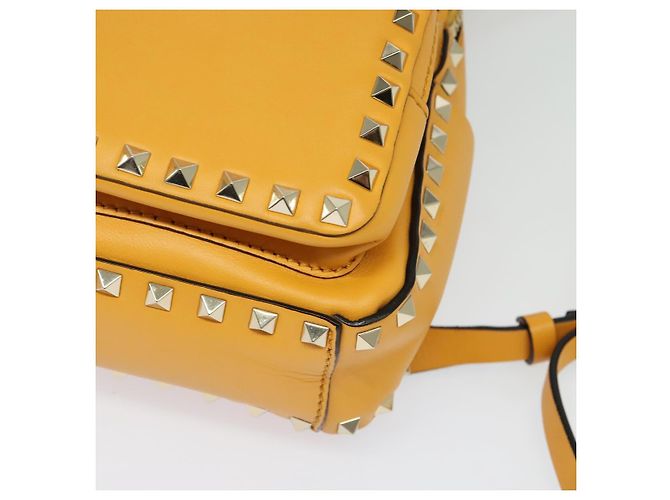 Sac à dos en cuir Valentino avec clous jaune argent authentique BA3815 Argenté - vue 14